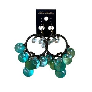 NWT New Fashion Blue Beaded Chandelier Earrings